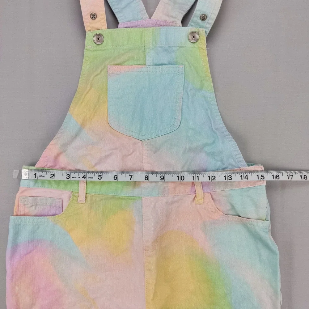 The Children's Place Shortalls Girls 14 Multicolor Tie Dye Denim Bib Overalls